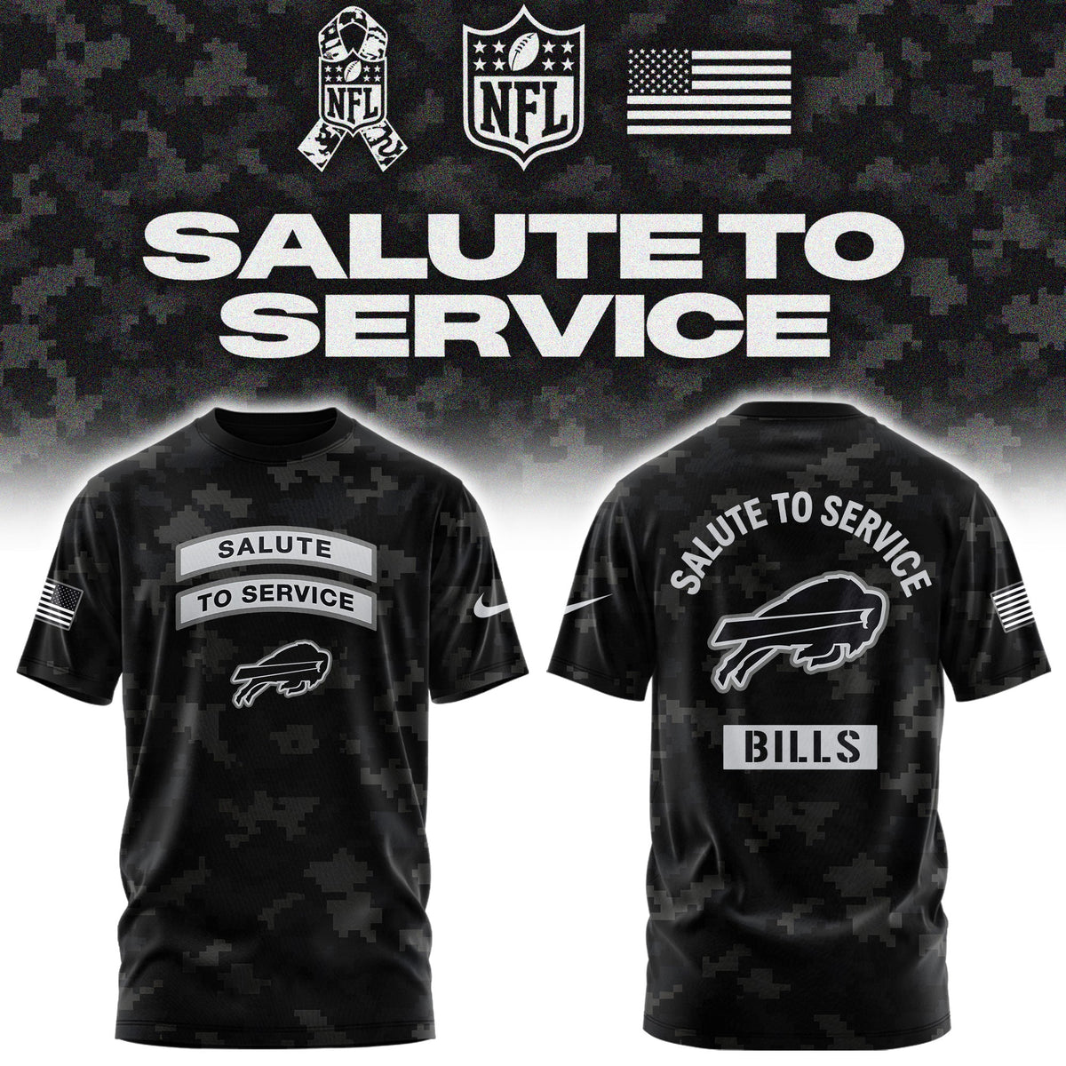 Limited Edition Buffalo Bills Salute To Service “Made With Purpose” T-shirt