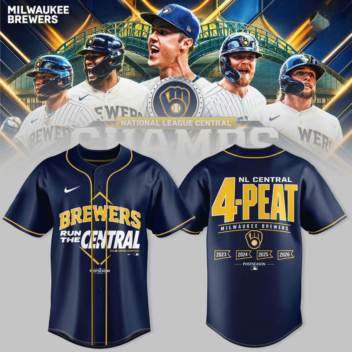 _ M.Brewers 2026 NL Central Division Champions Exclusive Baseball Jersey