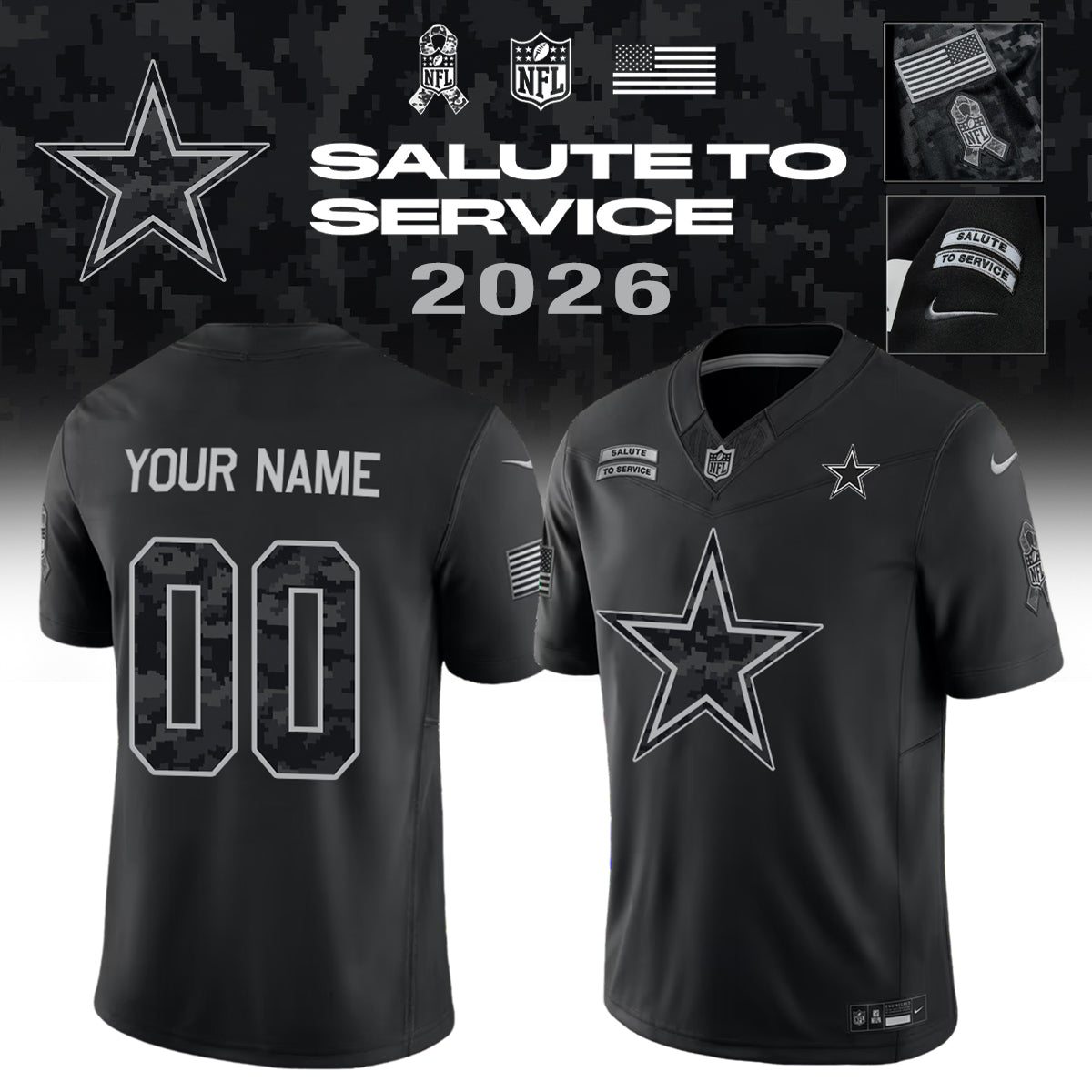 Limited Edition Dallas Cowboys 2026 x Salute to Service Jersey