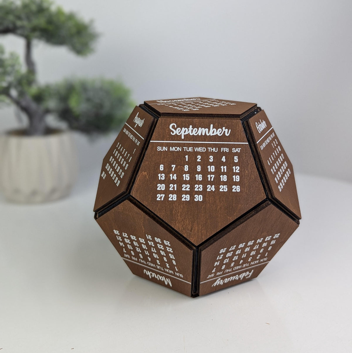 Geometric Calendar 2026, Math Professor Gift & 3D Wooden Dodecahedron