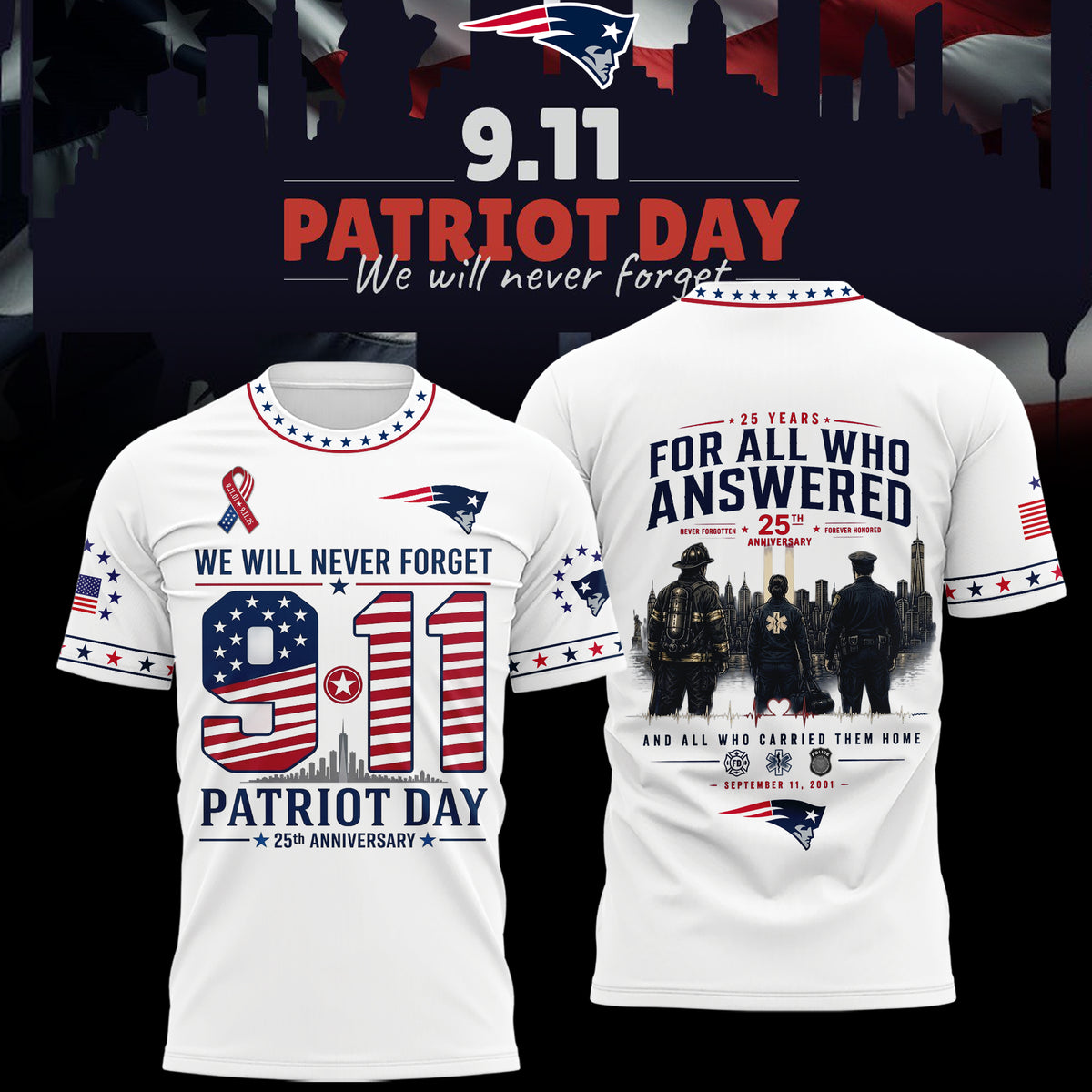 Limited Edition New England Patriots 2026 Patriot Day T-Shirt
