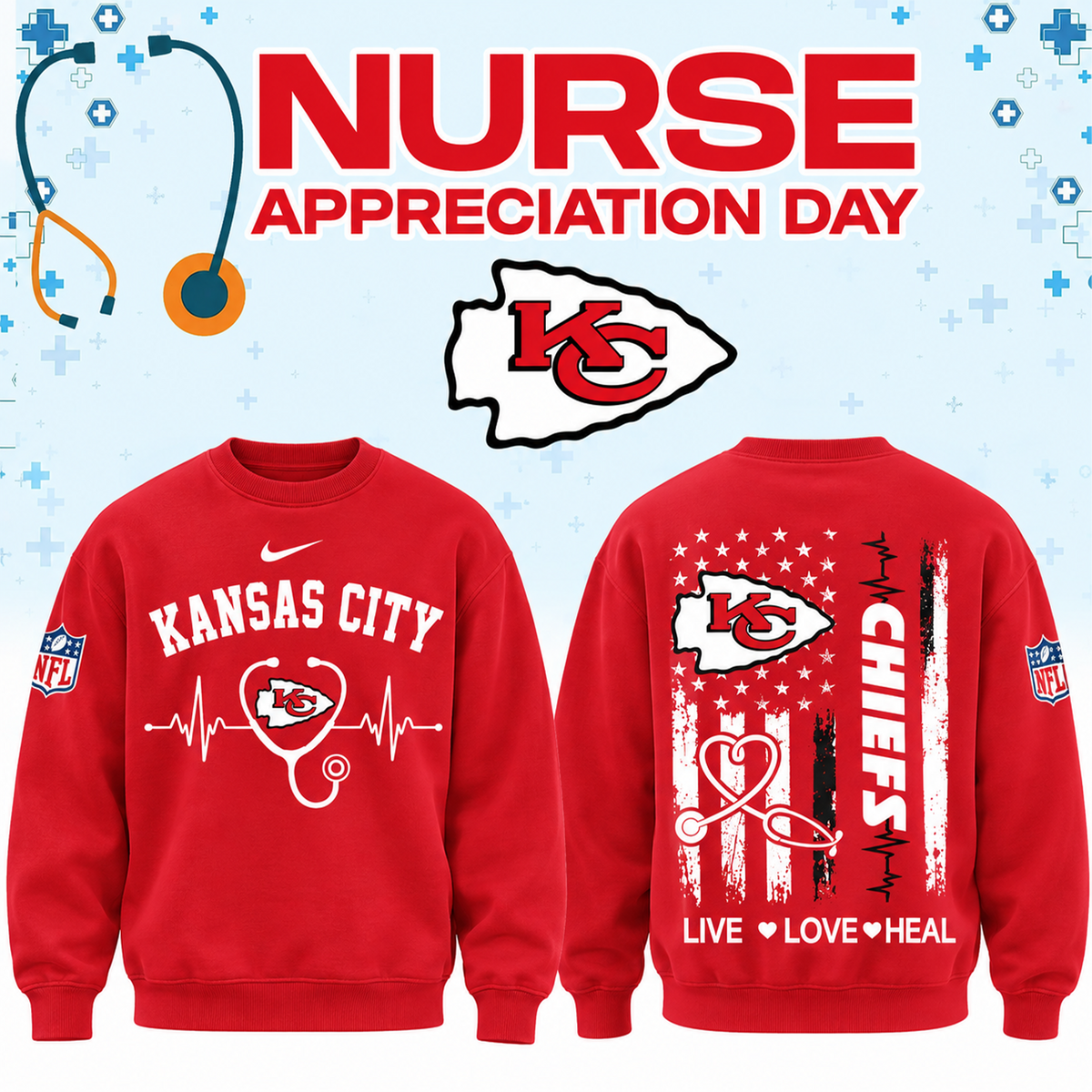 Kansas City Football Nurse Appreciation Sweater