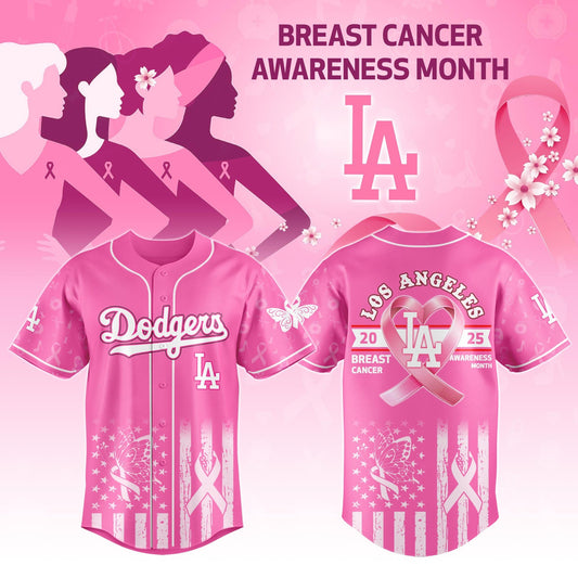 Los Angeles Dodgers x Breast Cancer Awareness Month - Limited Edition 2025-3D Baseball Jersey