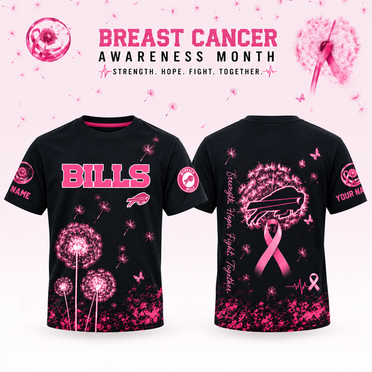 Buffalo Bills – Breast Cancer Awareness Strength Hope Fight Dandelion Tshirt Edition