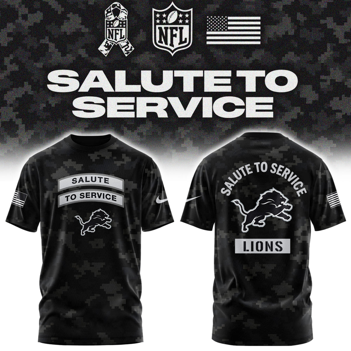 Limited Edition Detroit Lions Salute To Service “Made With Purpose” T-shirt