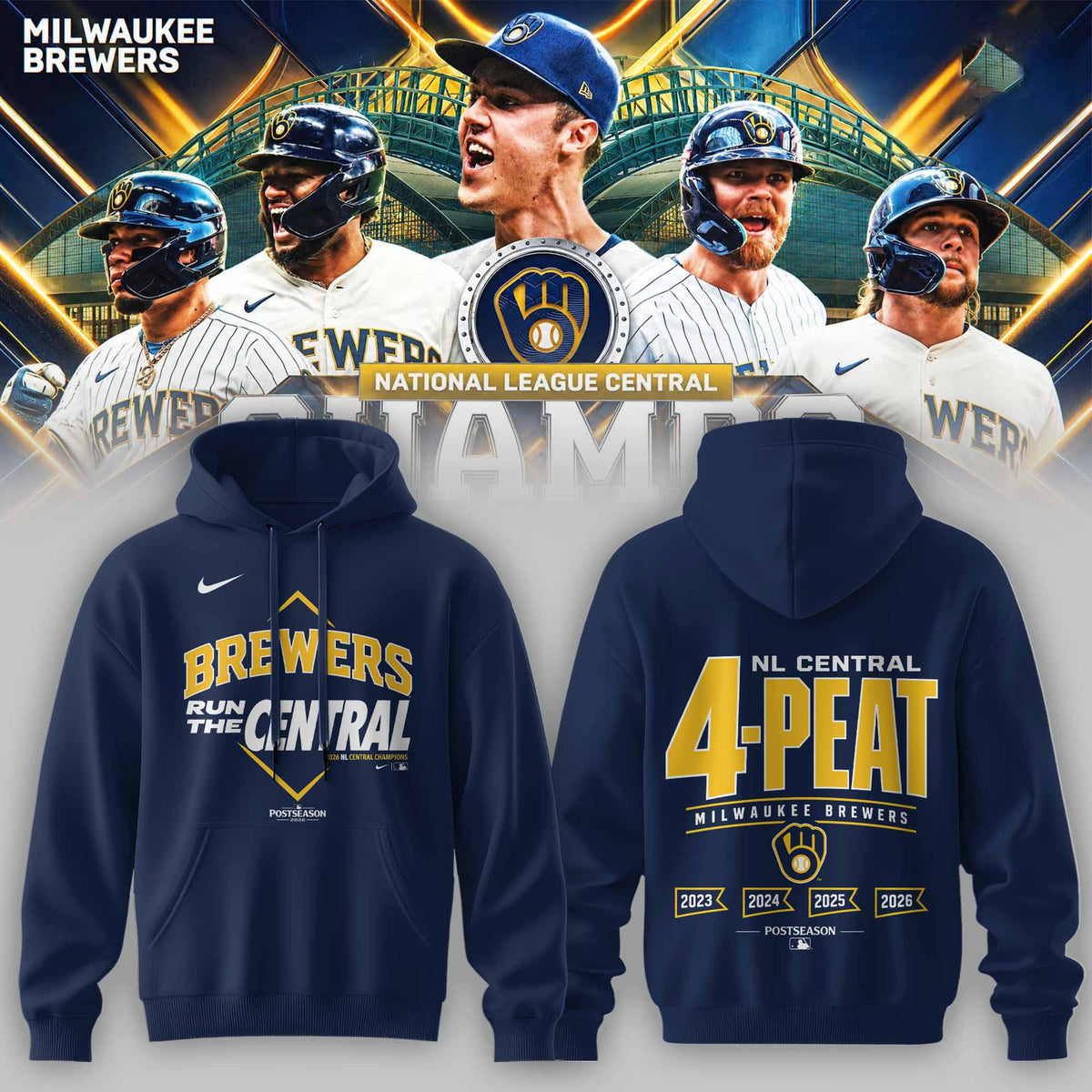 _                                                                                M.Brewers 2026 NL Central Division Champions Limited Hoodie