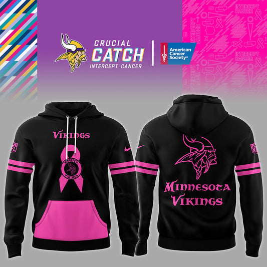 Minnesota Vikings Limited Intercept Cancer 2025 Black Hoodie