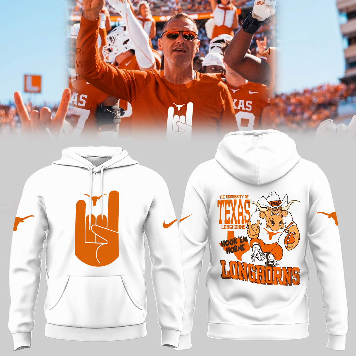 Limited Edition Texas Longhorns Hook 'Em Sign Hoodie