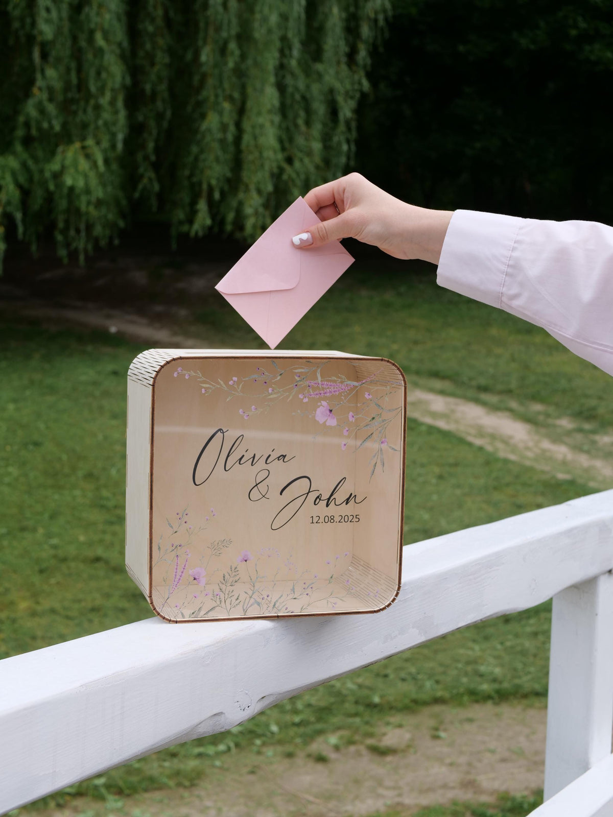 Boho square card holders, wildflower card box, wedding post box, square card box, post box for cards, wedding card box, floral box for cards