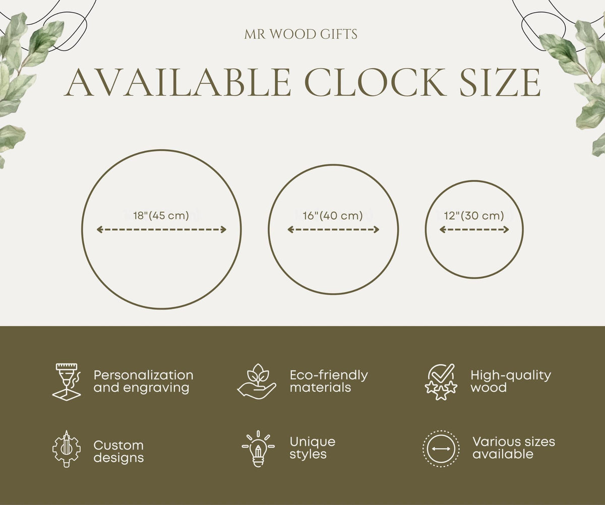 Personalized Clock & Mountain Wall Art, Family Name Sign for 5th Anniversary Gift