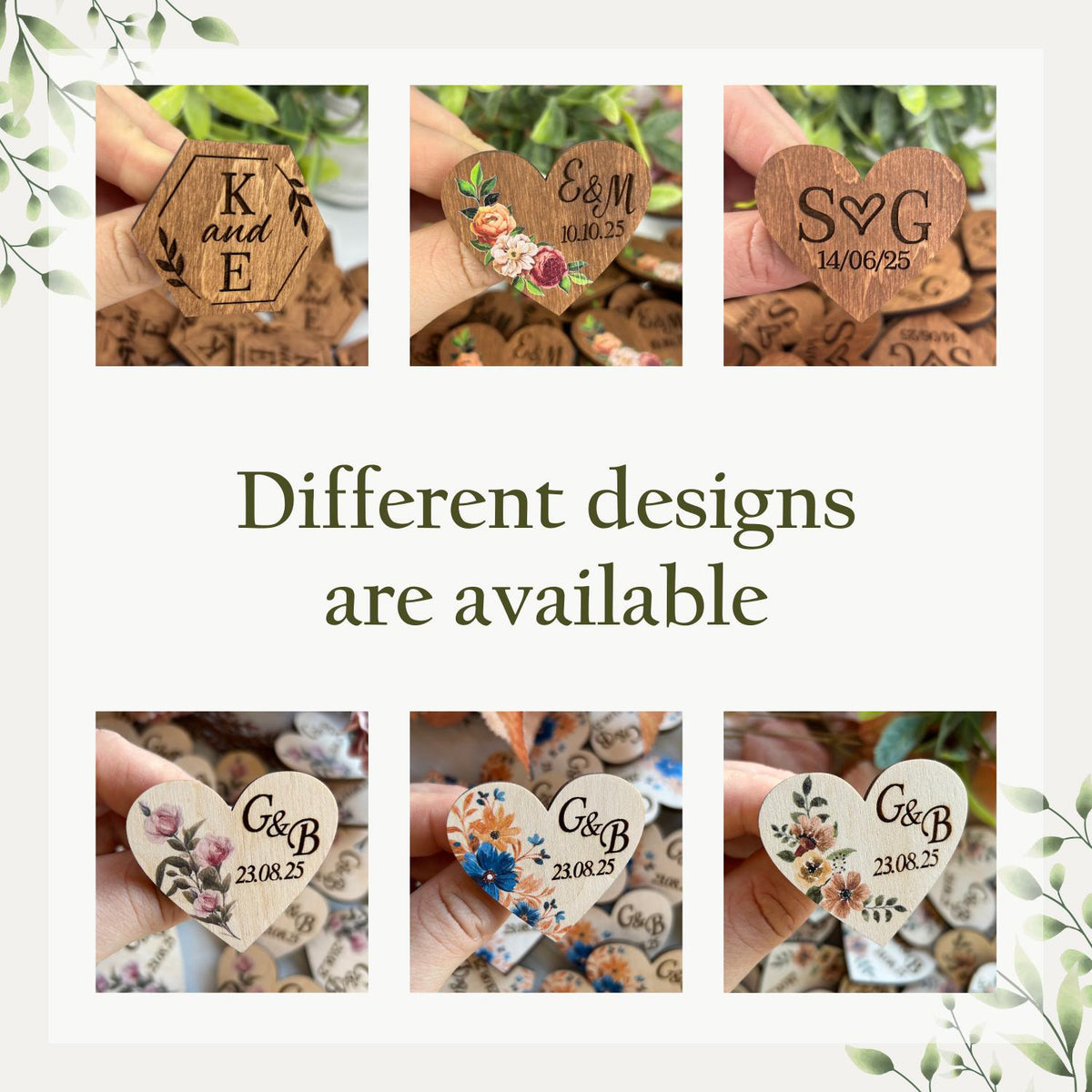 Wedding custom wood tag, guest boutonnieres, custom initial pins, wooden boutonnieres, heart shaped wedding brooches, custom pins bulk