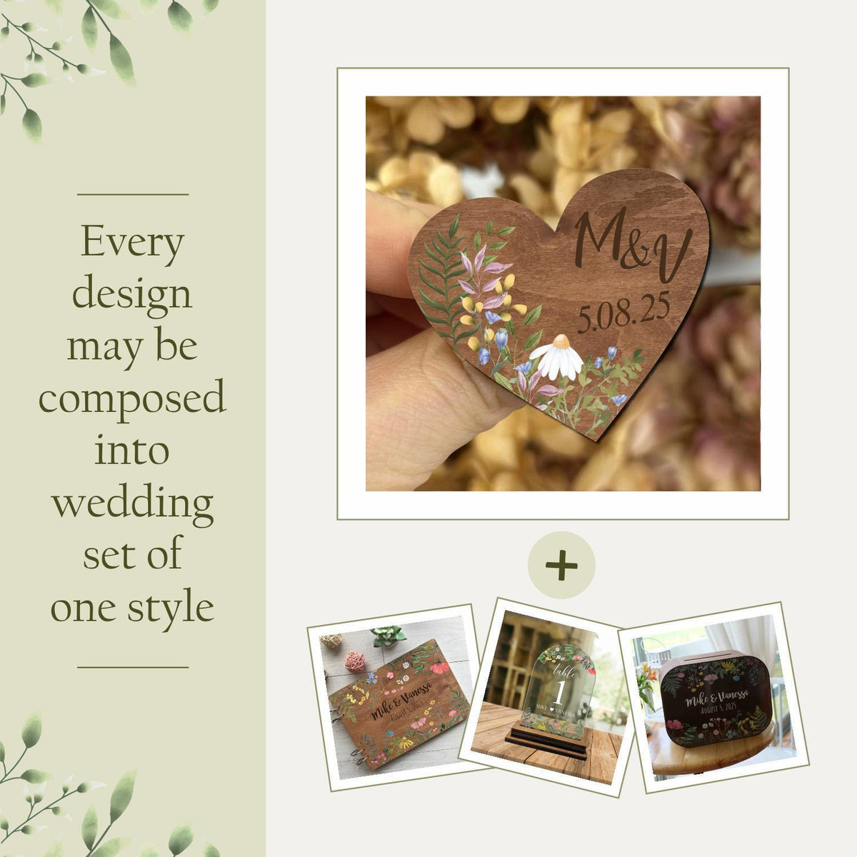 Wooden Engraved Wedding Hearts, Custom Save The Date Pins And Unique Guest Boutonnieres