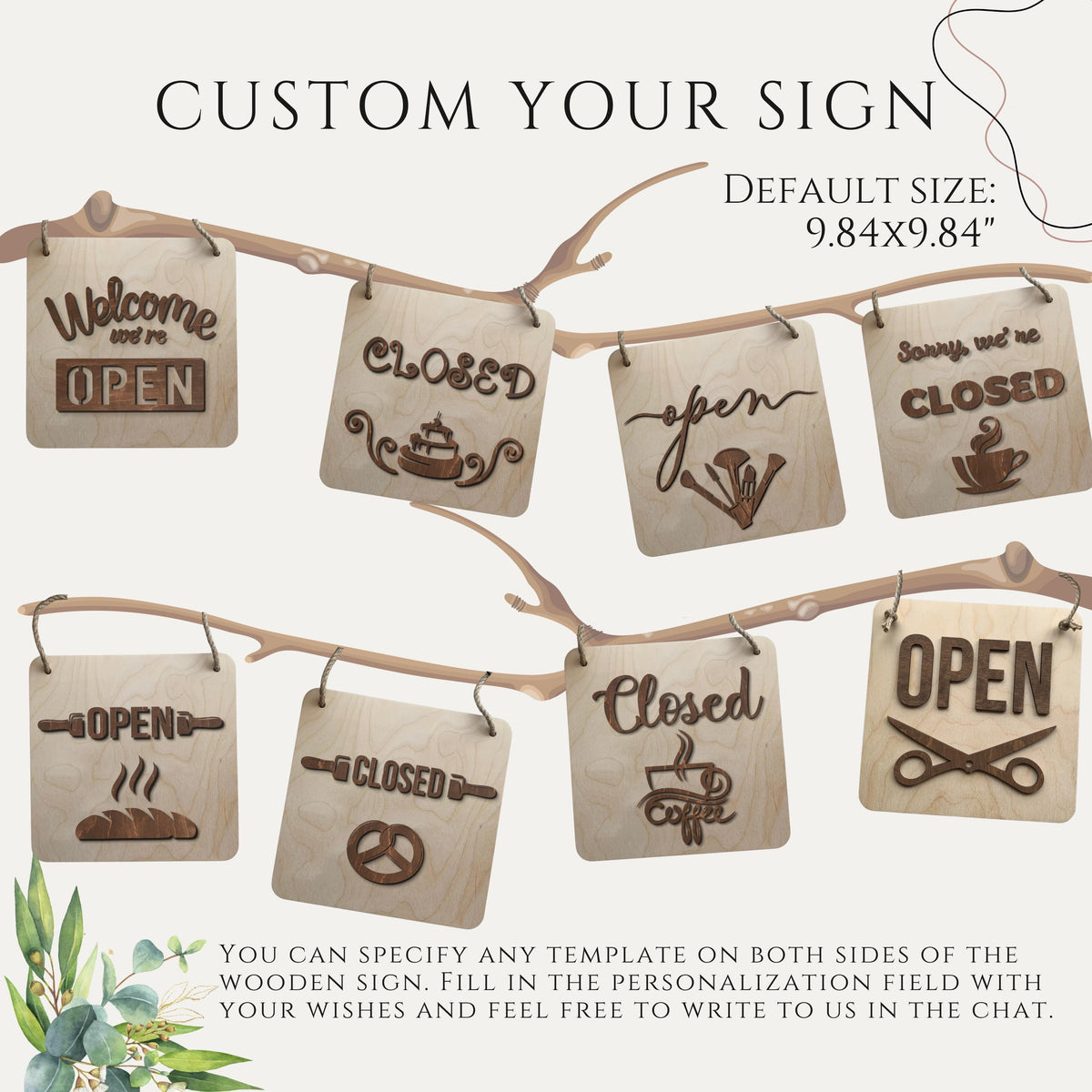Cosmetology Gift, Custom Wood Sign & Beauty Studio Open Closed Sign
