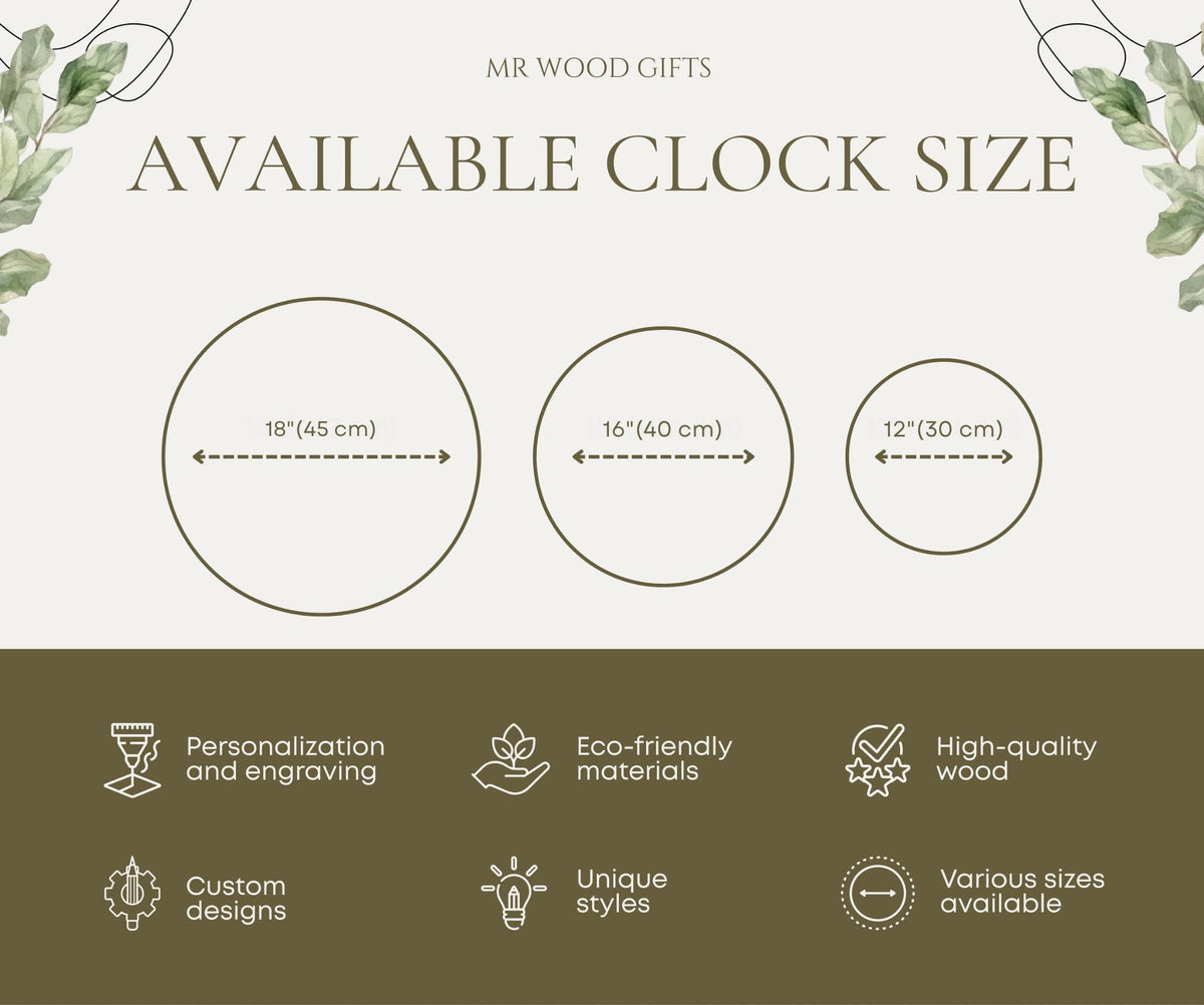 Personalized Family Name Sign, Mountain Wall Clock & 5th Anniversary Gift