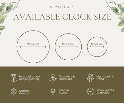 Personalized family name clock, anniversary clock, home gift for couple, mountain wall clock, wall clock decor, 5th anniversary gift