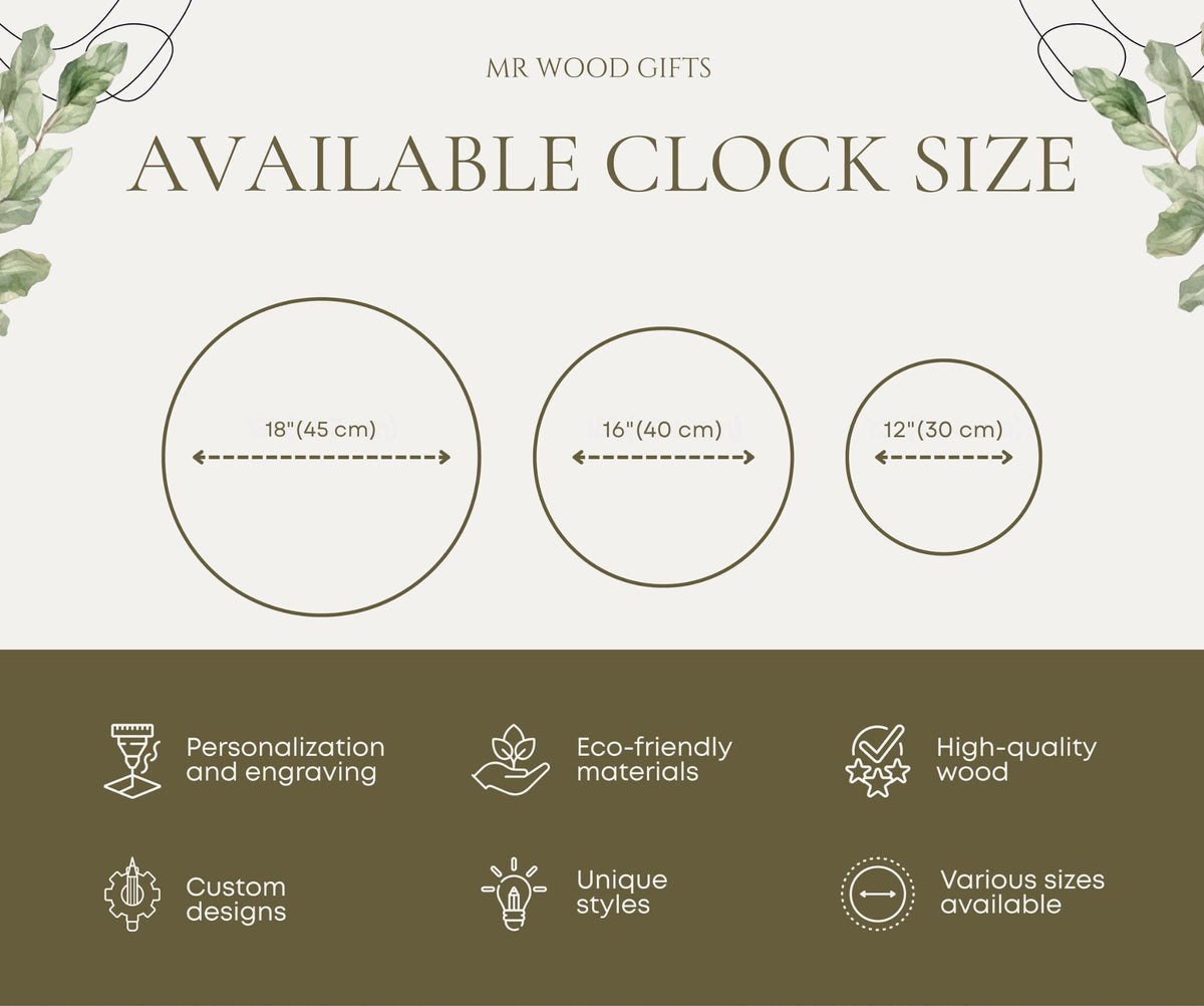Family name clock, 5th anniversary gift, gift for couple, engraved name clock
