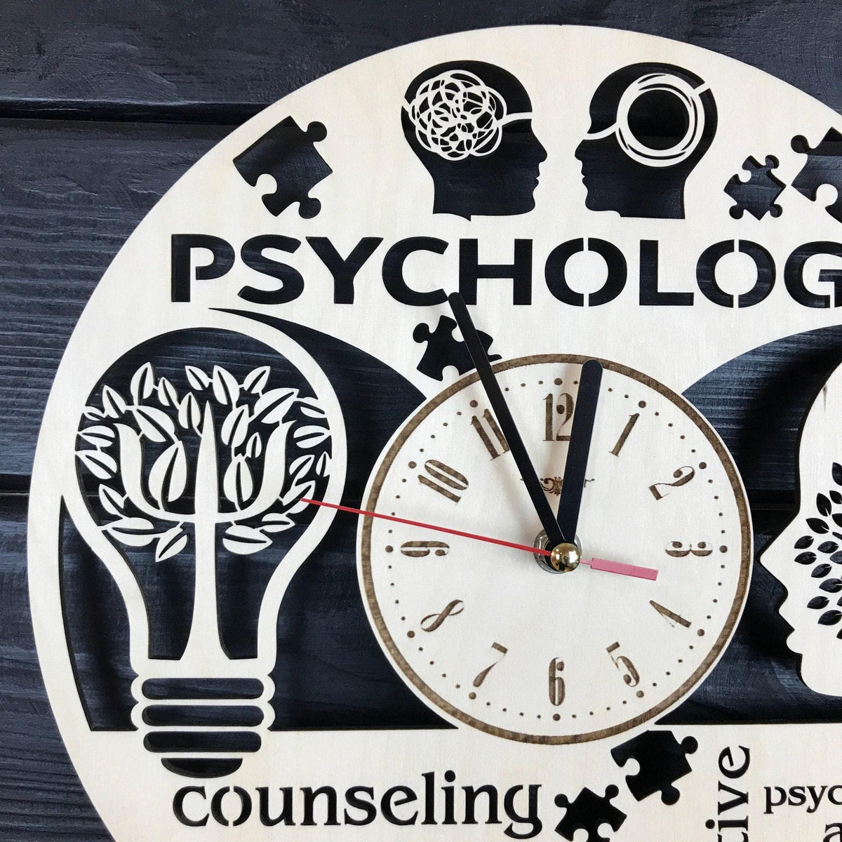 Psychology Wall Clock Gift For Men Women 5th Anniversary Gift Personalize Psychology Poster Custom Psychology Wall Hanging Psychology Cutout