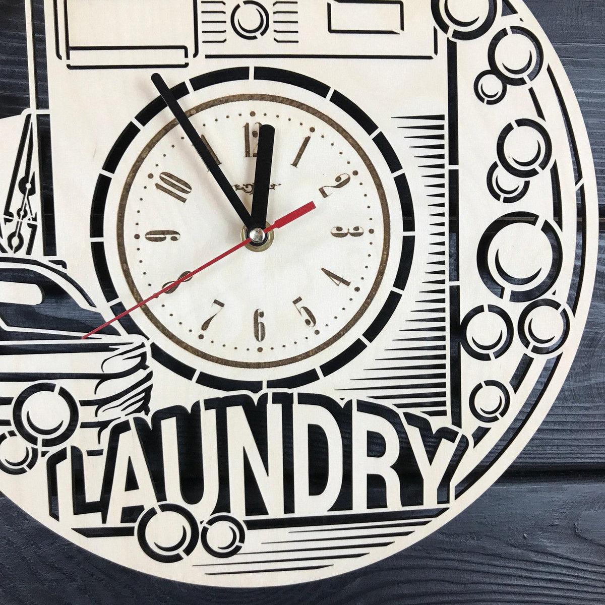 Laundry Room Wall Clock Hanging Laundry Wall Art Wood Decod for Laundry Room Personalized Sign for Wall Poster Laundry Room Gift Ideas