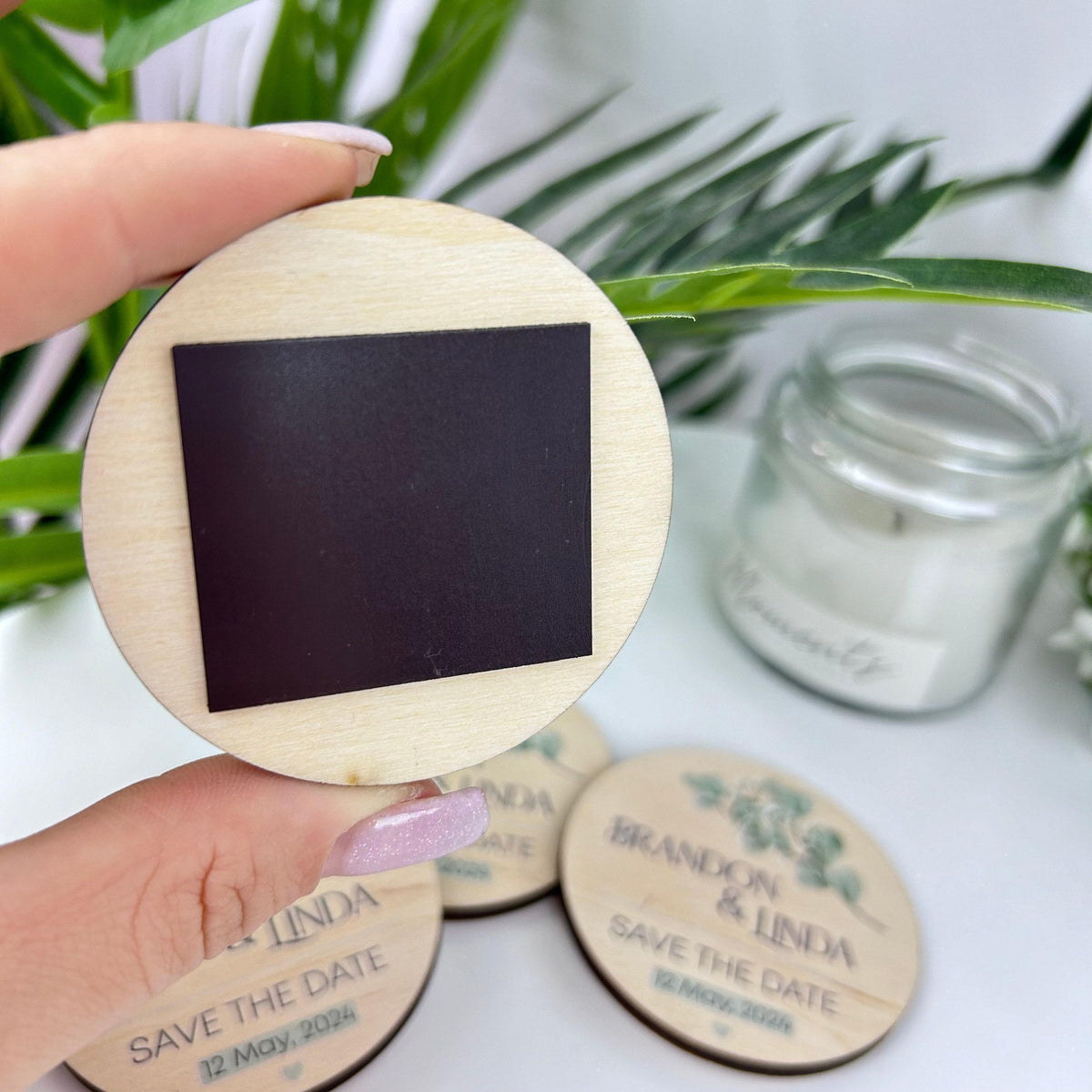 Personalized wooden save the date, wedding favor magnet, unique bridal shower favors