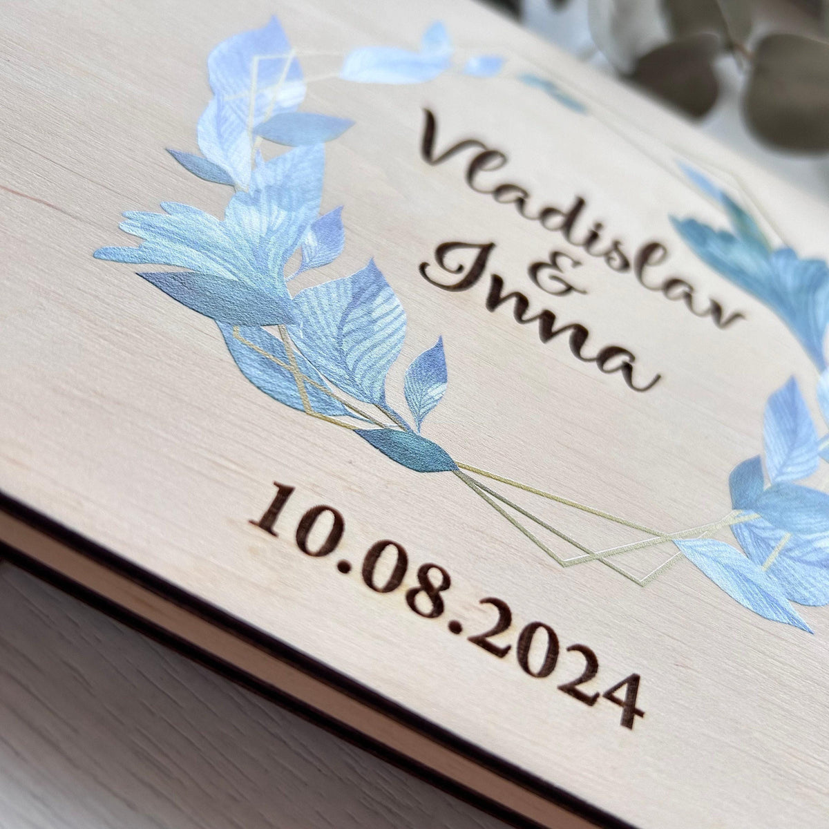 Flowers wedding photo album, wedding guest book, photo booth guest book, wedding flower album, bridal boho guest book, wood photo guestbook
