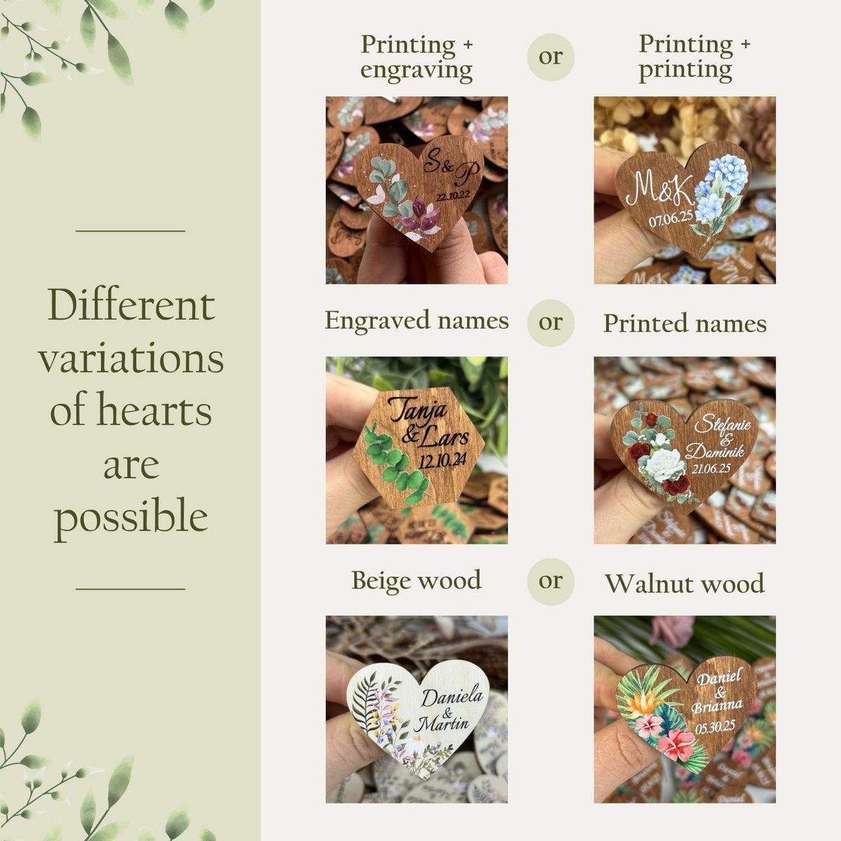 Boho groomsmen pocket boutonniere, wedding lapel pin, wooden heart brooch, custom name tag