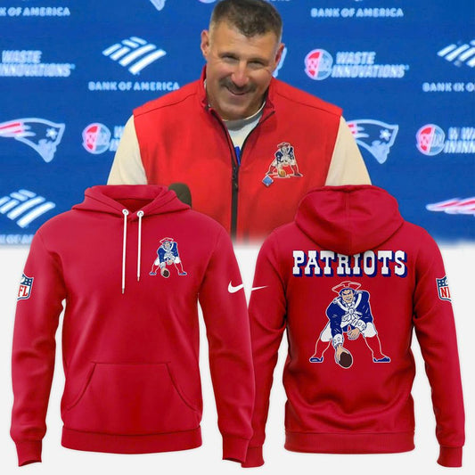 New England Patriots Throwback Historic Royal Pullover Hoodie-RED (v2)