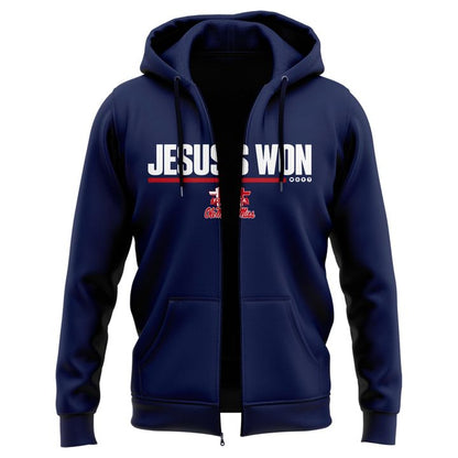 Special 2026 Jesus Won Ole Miss Football Zip Hoodie 2