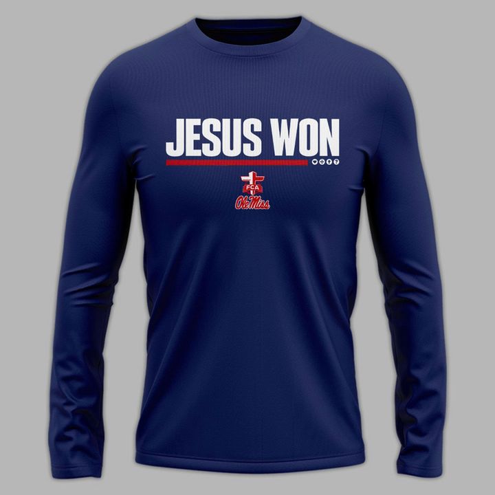 Special 2026 Jesus Won Ole Miss Football Long Sleeve Shirt 2