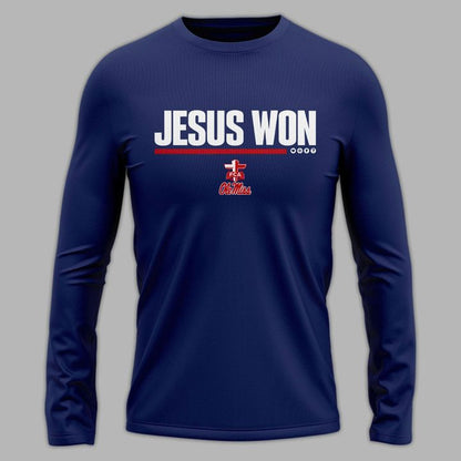 Special 2026 Jesus Won Ole Miss Football Long Sleeve Shirt