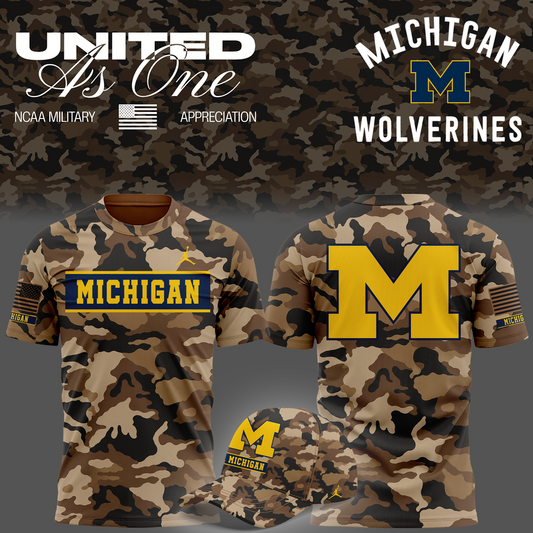 Camo Michigan Wolverines 2026 Military Appreciation Sideline Dri-FIT T-shirt
