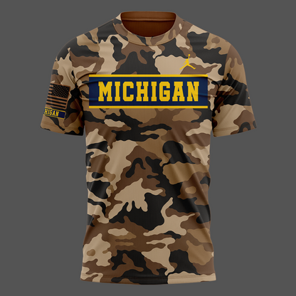 Camo Michigan Wolverines 2026 Military Appreciation Sideline Dri-FIT T-shirt