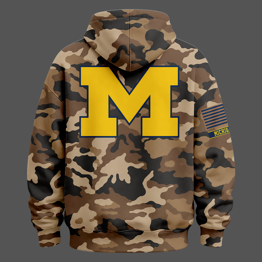 Camo Michigan Wolverines 2026 Military Appreciation Sideline Dri-FIT Hoodie