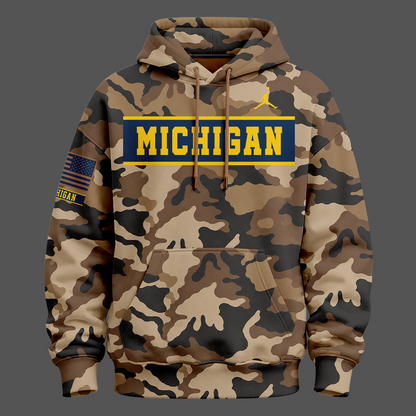 Camo Michigan Wolverines 2026 Military Appreciation Sideline Dri-FIT Hoodie