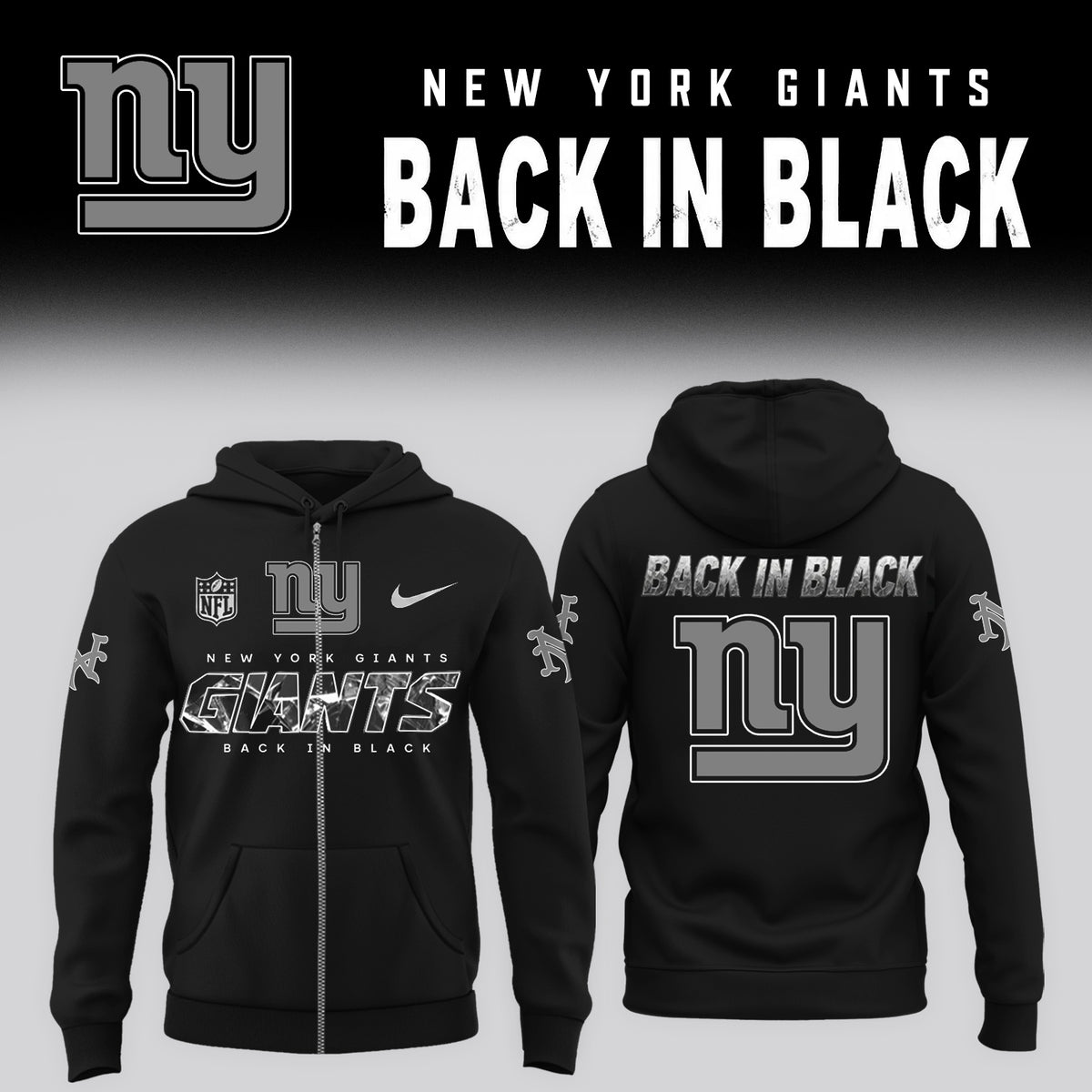 2026 NY Giants - Back In Black Limited Edition ZipHoodie